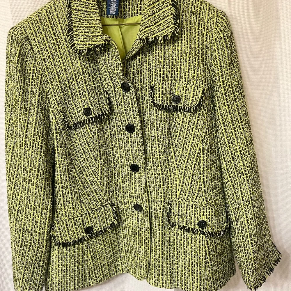 Evan Picone Green and Black Tweed Blazer Jacket